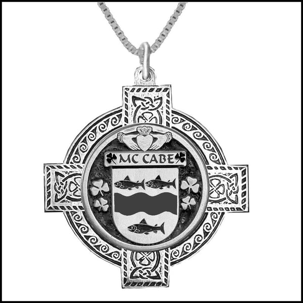 McCabe Irish Coat of Arms Celtic Cross Pendant ~ IP04