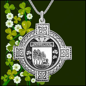 Callahan Irish Coat of Arms Celtic Cross Pendant ~ IP04