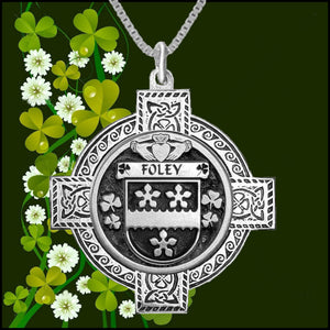 Foley Irish Coat of Arms Celtic Cross Pendant ~ IP04