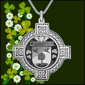 Garrity Irish Coat of Arms Celtic Cross Pendant ~ IP04