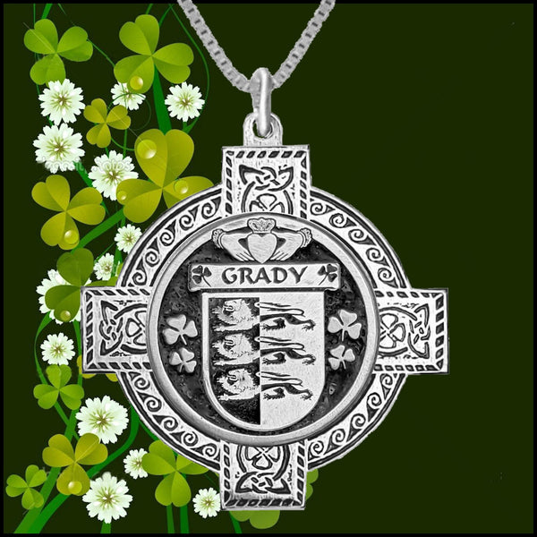 Grady Irish Coat of Arms Celtic Cross Pendant ~ IP04