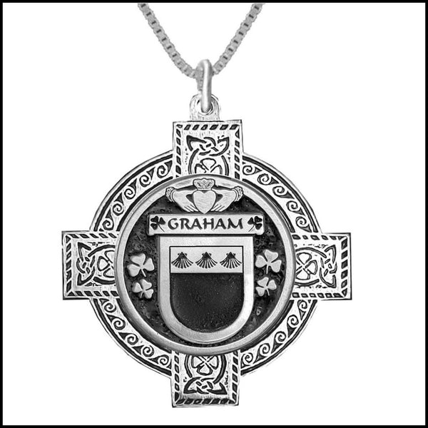 Graham Irish Coat of Arms Celtic Cross Pendant ~ IP04