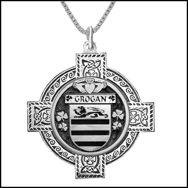 Grogan Irish Coat of Arms Celtic Cross Pendant ~ IP04