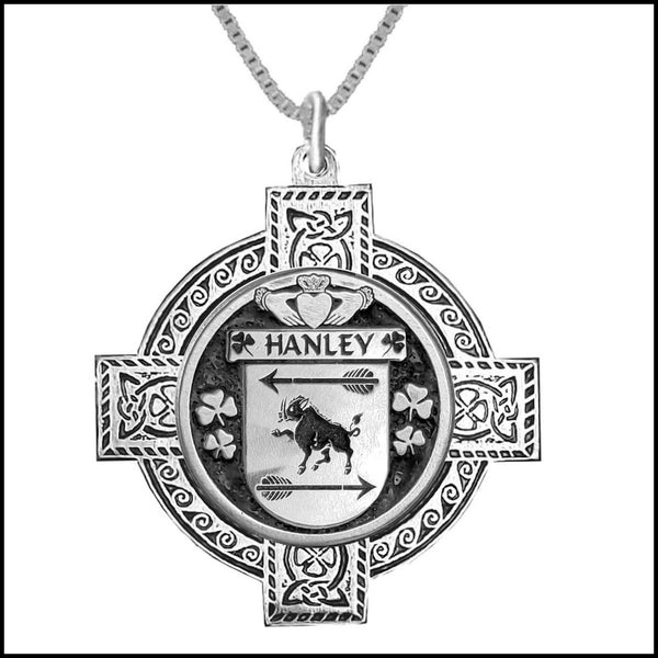 Hanley Irish Coat of Arms Celtic Cross Pendant ~ IP04