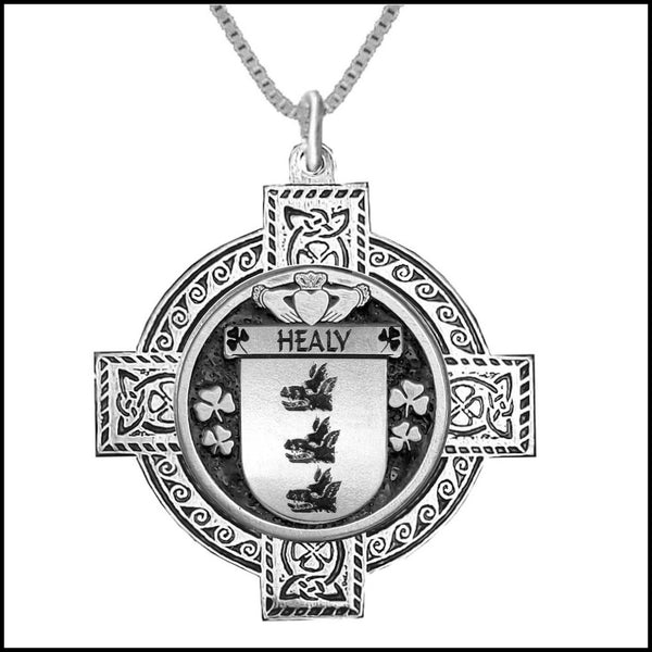 Healy Irish Coat of Arms Celtic Cross Pendant ~ IP04
