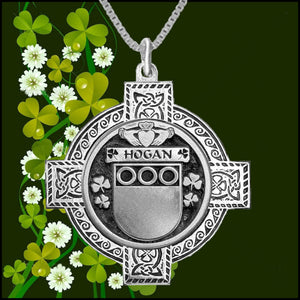 Hogan Irish Coat of Arms Celtic Cross Pendant ~ IP04