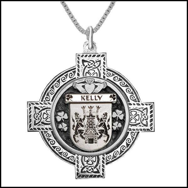 Kelly Irish Coat of Arms Celtic Cross Pendant ~ IP04