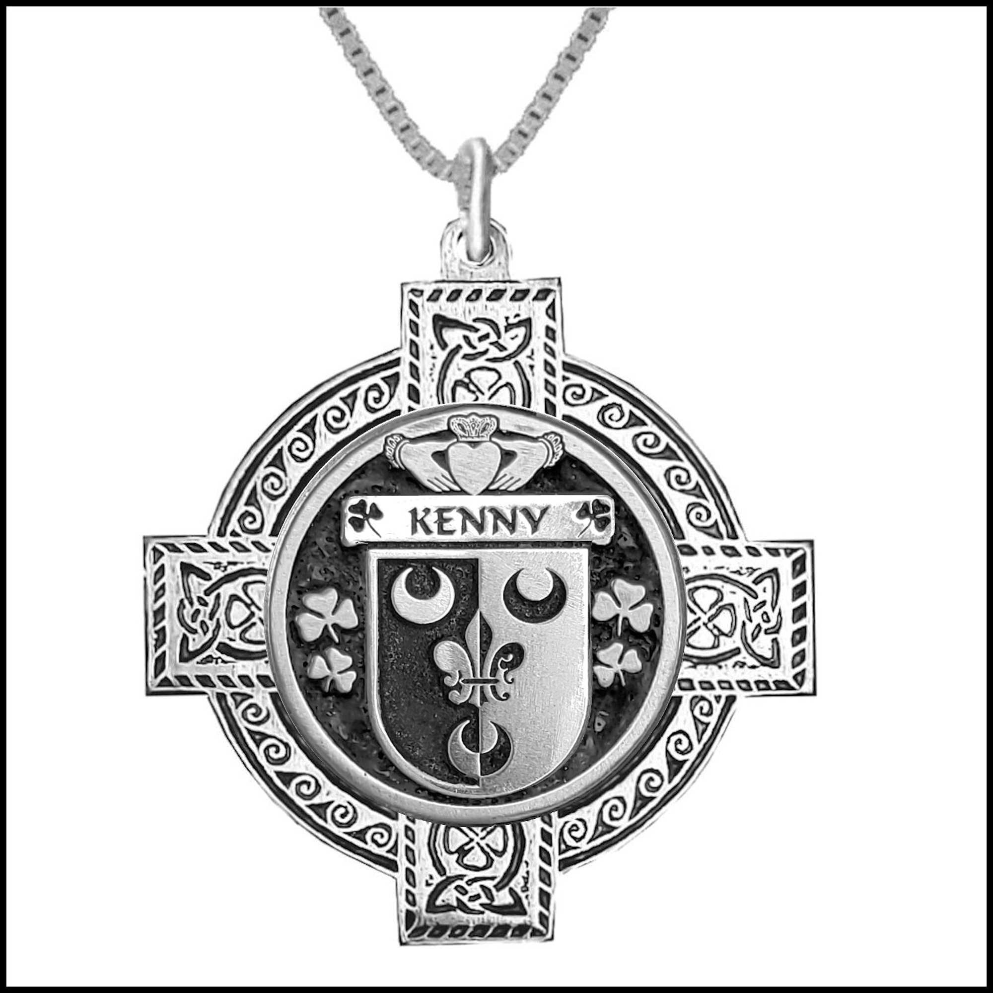 Kenny Irish Coat of Arms top Disk Loop Tie Bar ~ Sterling silver