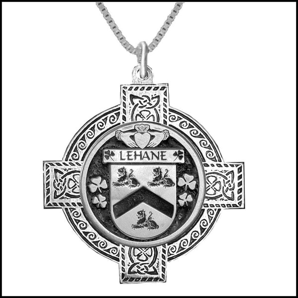 Lehane Irish Coat of Arms Celtic Cross Pendant ~ IP04