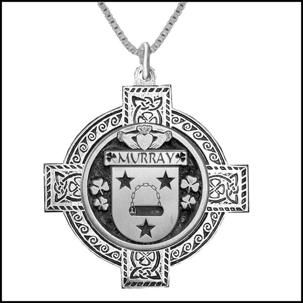 Murray 2 Irish Coat of Arms Celtic Cross Pendant ~ IP04