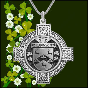 Robinson Irish Coat of Arms Celtic Cross Pendant ~ IP04