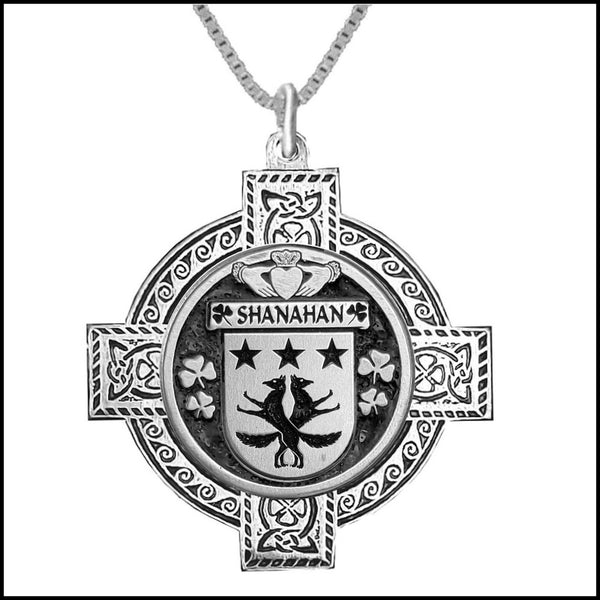 Shanahan Irish Coat of Arms Celtic Cross Pendant ~ IP04