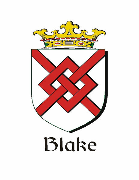 Blake Irish Coat of Arms Disk Loop Tie Bar ~ Sterling silver