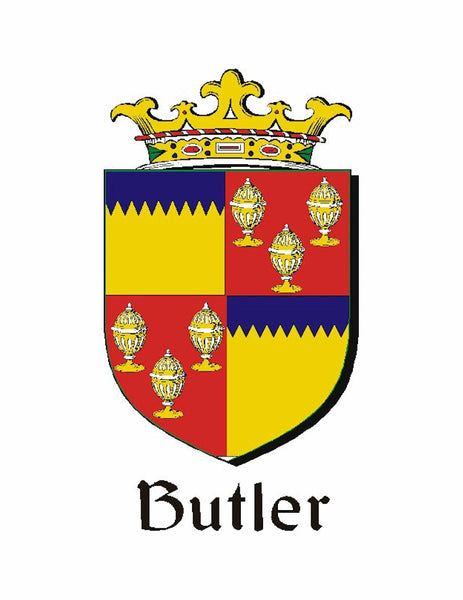 Butler Irish Coat of Arms Disk Loop Tie Bar ~ Sterling silver