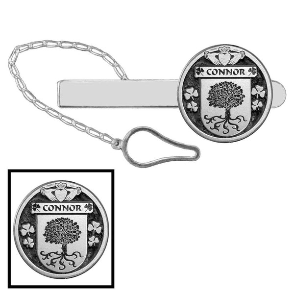 Connor Don Irish Coat of Arms Disk Loop Tie Bar ~ Sterling silver