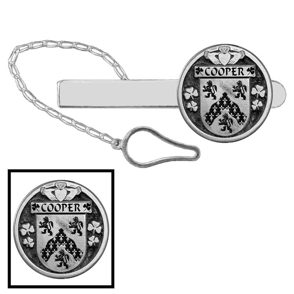 Cooper Irish Coat of Arms Disk Loop Tie Bar ~ Sterling silver