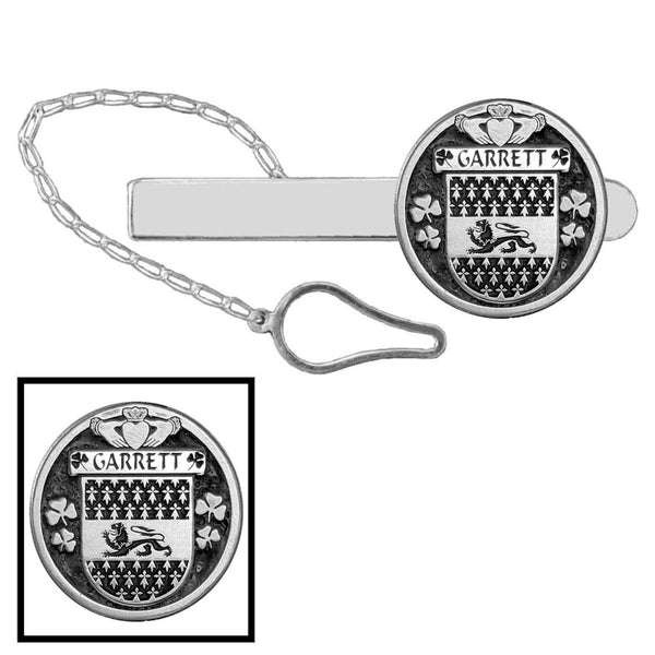 Garrett Irish Coat of Arms Disk Loop Tie Bar ~ Sterling silver