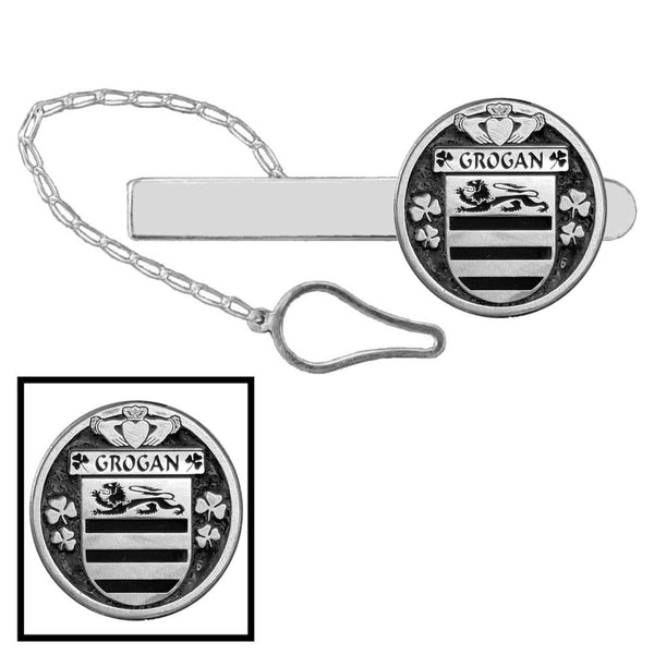 Gorgan Irish Coat of Arms Disk Loop Tie Bar ~ Sterling silver