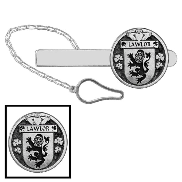 Lawlor Irish Coat of Arms Disk Loop Tie Bar ~ Sterling silver