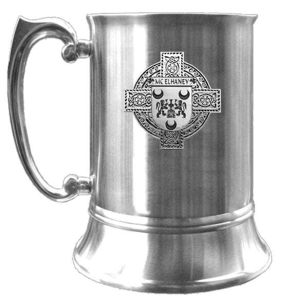McElhaney Irish Coat Of Arms Badge Stainless Steel Tankard
