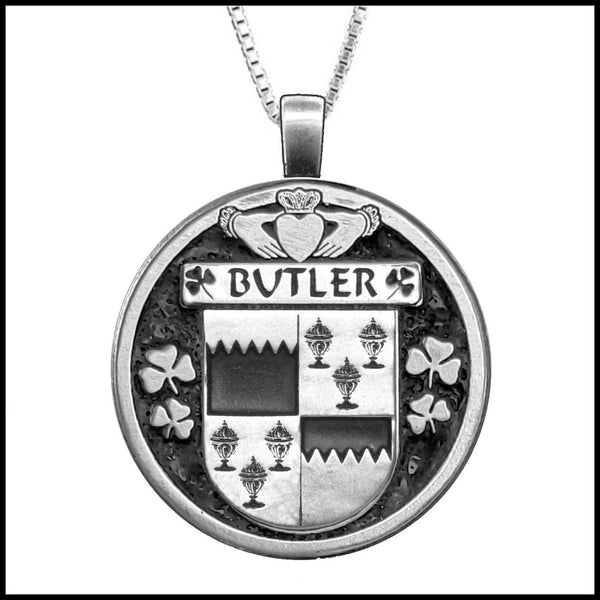 Butler Irish Coat of Arms Disk Pendant, Irish
