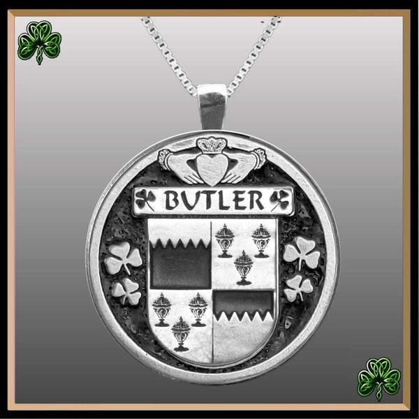 Butler Irish Coat of Arms Disk Pendant, Irish