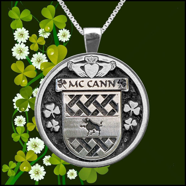 McCann Irish Coat of Arms Disk Pendant, Irish