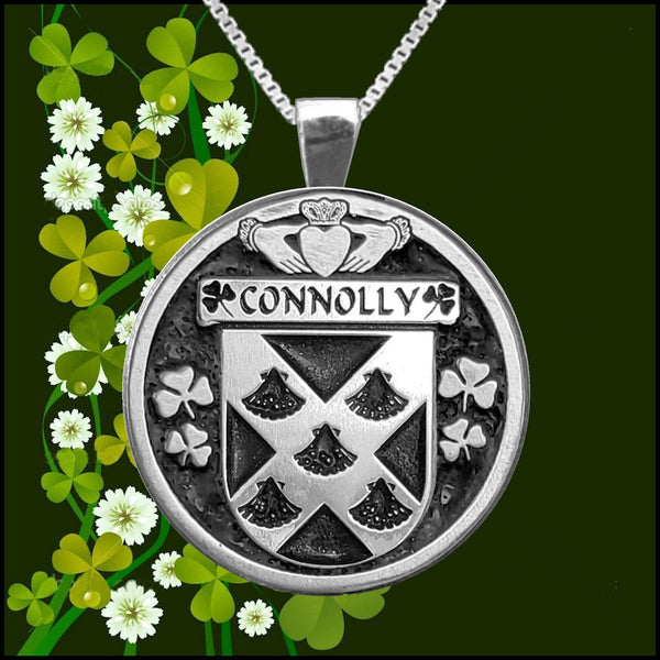 Connolly Irish Coat of Arms Disk Pendant, Irish