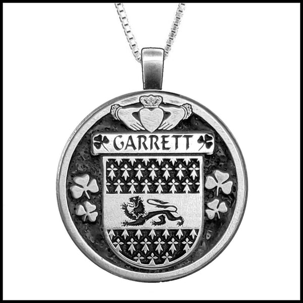 Garrett Irish Coat of Arms Disk Pendant, Irish