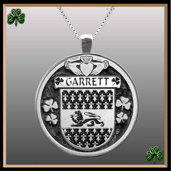 Garrett Irish Coat of Arms Disk Pendant, Irish