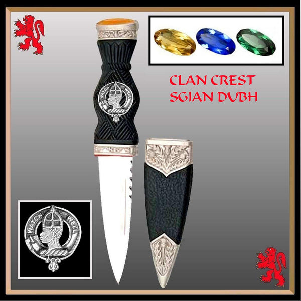 Haliburton Clan Crest Sgian Dubh, Scottish Knife
