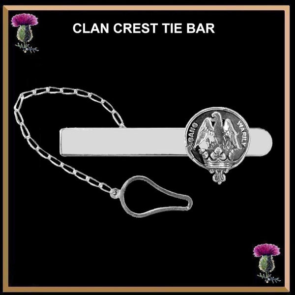 Drummond Clan Crest Scottish Button Loop Tie Bar ~ Sterling silver