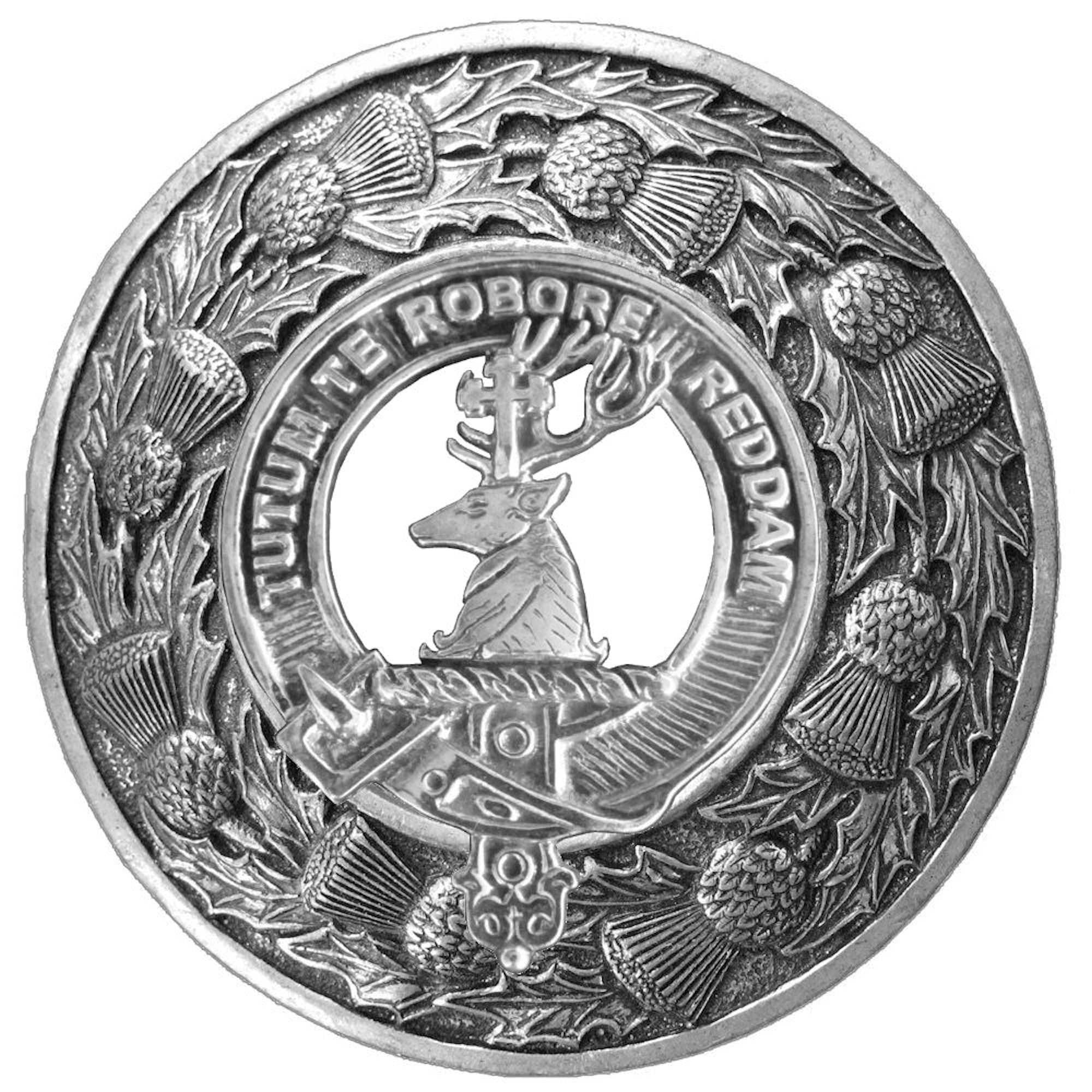 Crawford Clan Badge Scottish Plaid Brooch