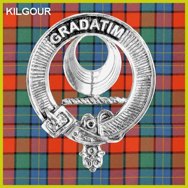 Kilgour Clan Badge Scottish Plaid Brooch