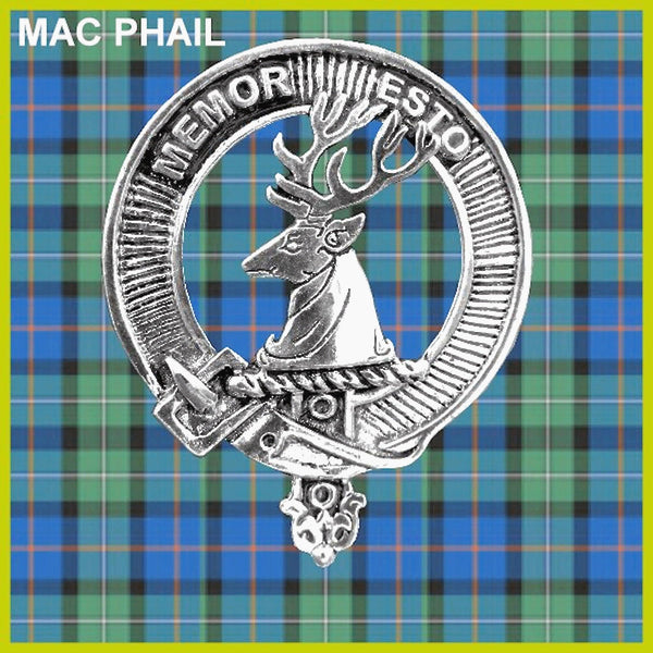 MacPhail Clan Badge Scottish Plaid Brooch