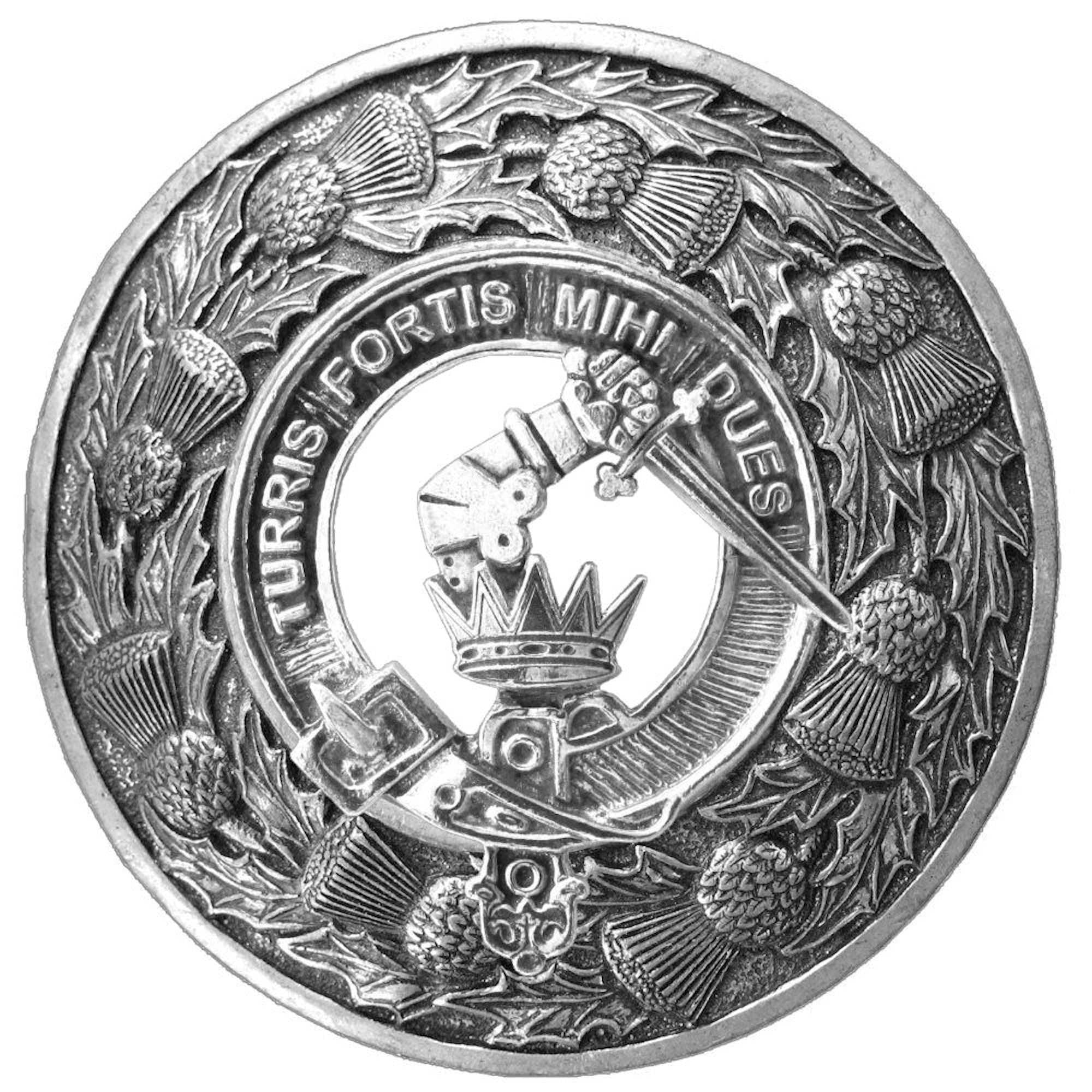 MacQuarrie Clan Badge Scottish Plaid Brooch