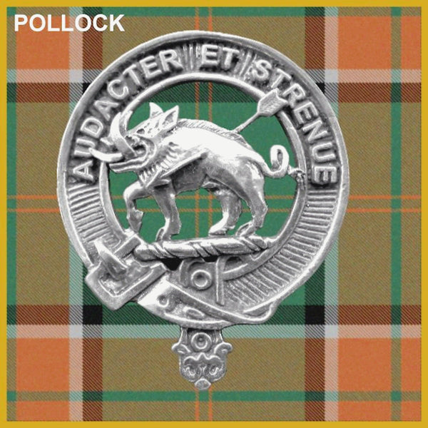 Pollock Clan Badge Scottish Plaid Brooch