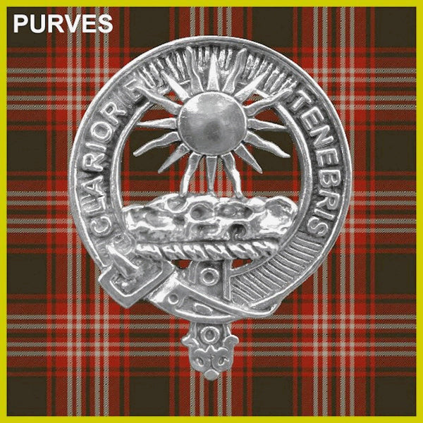 Purves Clan Badge Scottish Plaid Brooch
