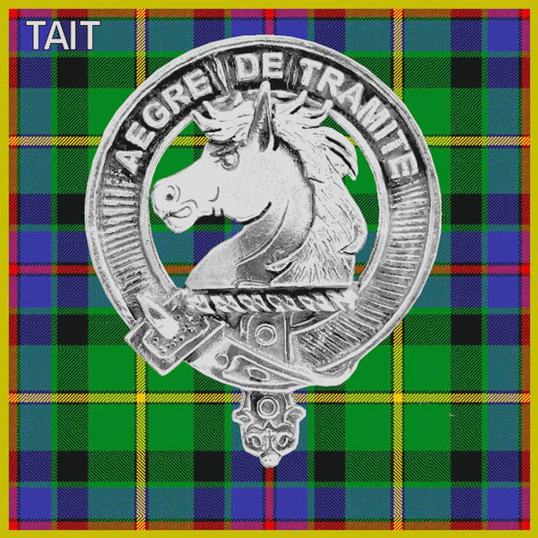 Tait Clan Badge Scottish Plaid Brooch