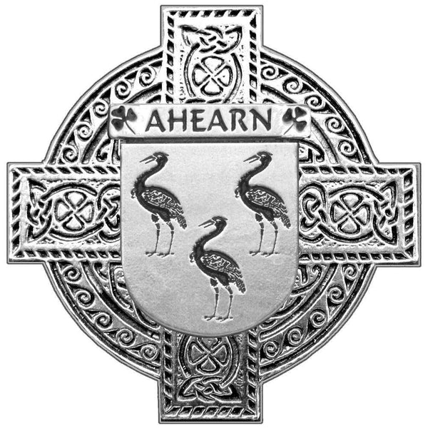 Ahearn Irish Family Coat Of Arms Celtic Cross Badge