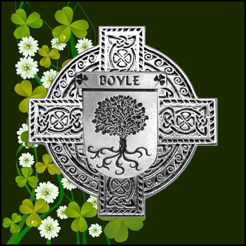 Boyle Irish Family Coat Of Arms Celtic Cross Badge