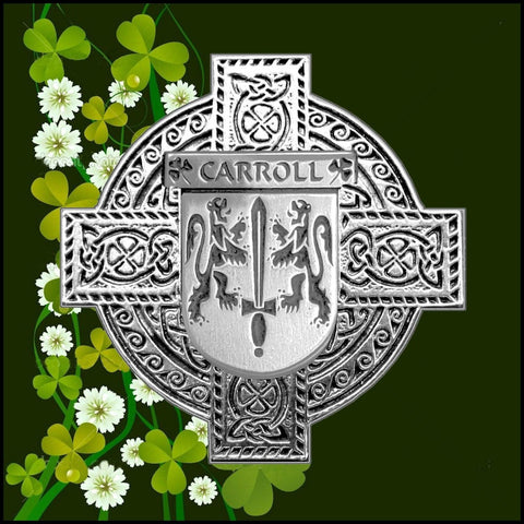 Carroll Irish Coat of Arms Celtic Cross Badge