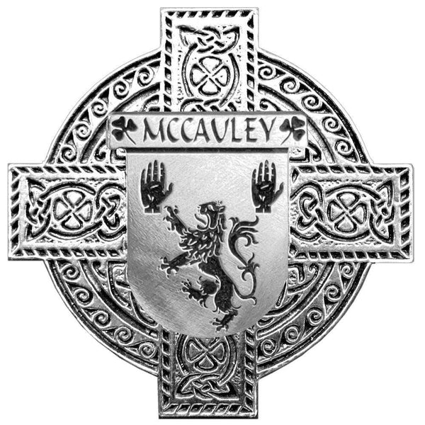McCauley Irish Coat of Arms Celtic Cross Badge