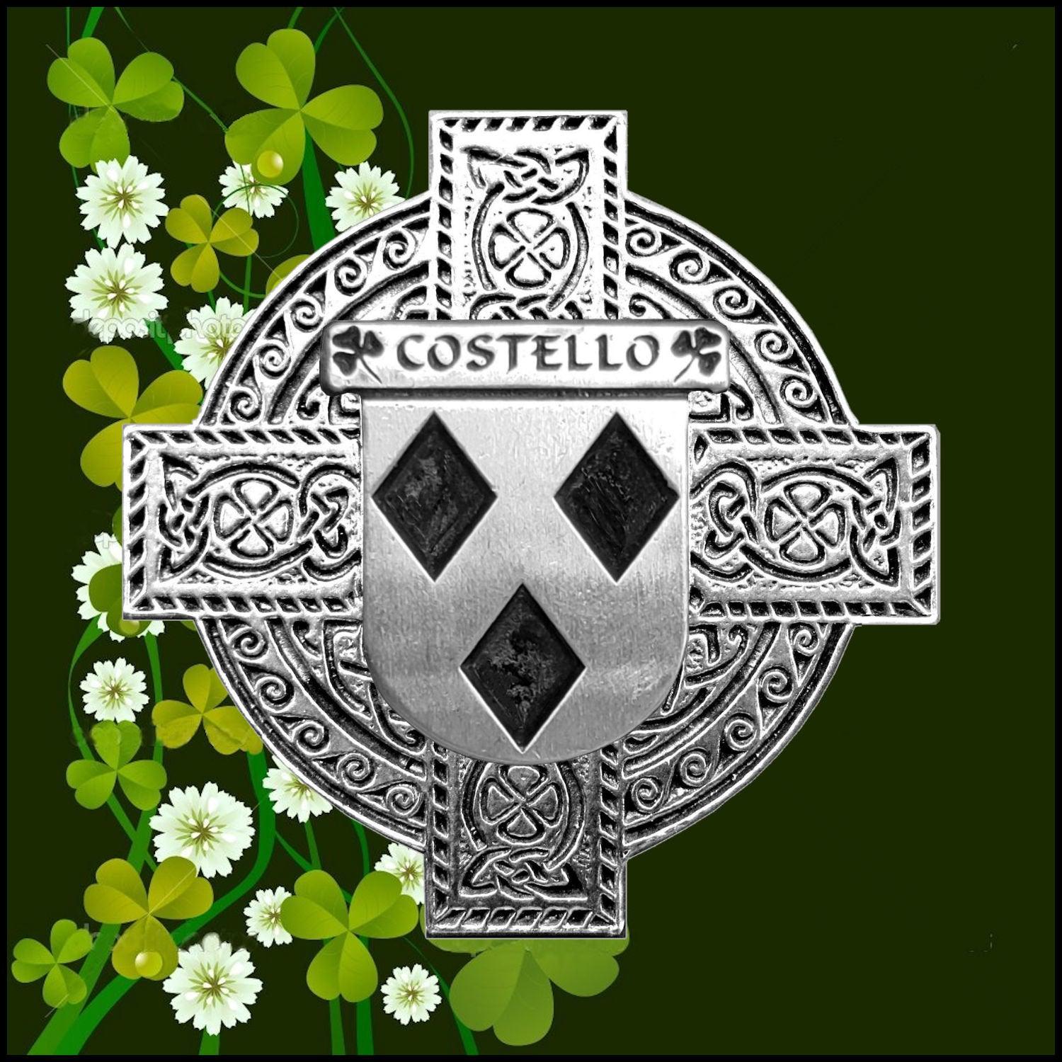 Costello Irish Family Coat Of Arms Celtic Cross Badge