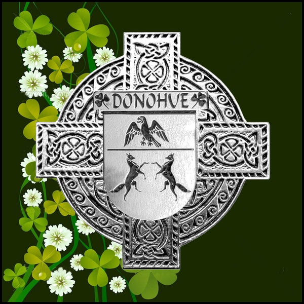 Donohue Irish Family Coat Of Arms Celtic Cross Badge