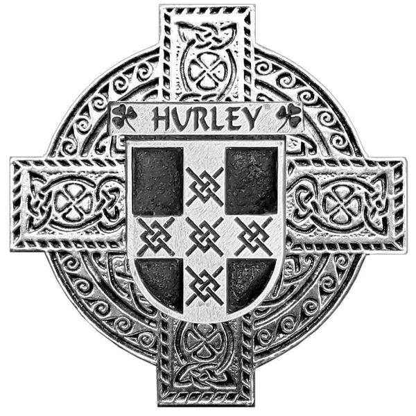 Hurley Irish Family Coat Of Arms Celtic Cross Badge