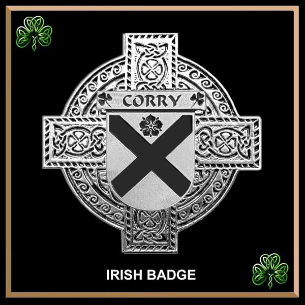 Corry Irish Family Coat Of Arms Celtic Cross Badge
