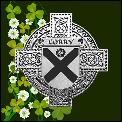 Corry Irish Family Coat Of Arms Celtic Cross Badge