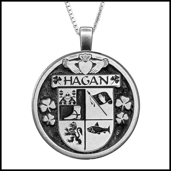 Hagan Irish Coat of Arms Disk Pendant, Irish