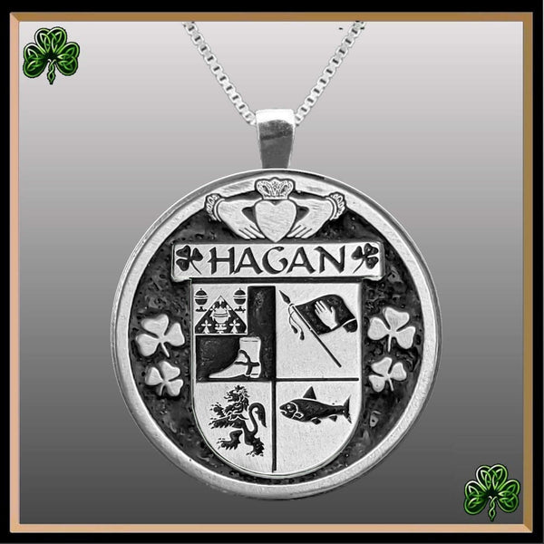 Hagan Irish Coat of Arms Disk Pendant, Irish